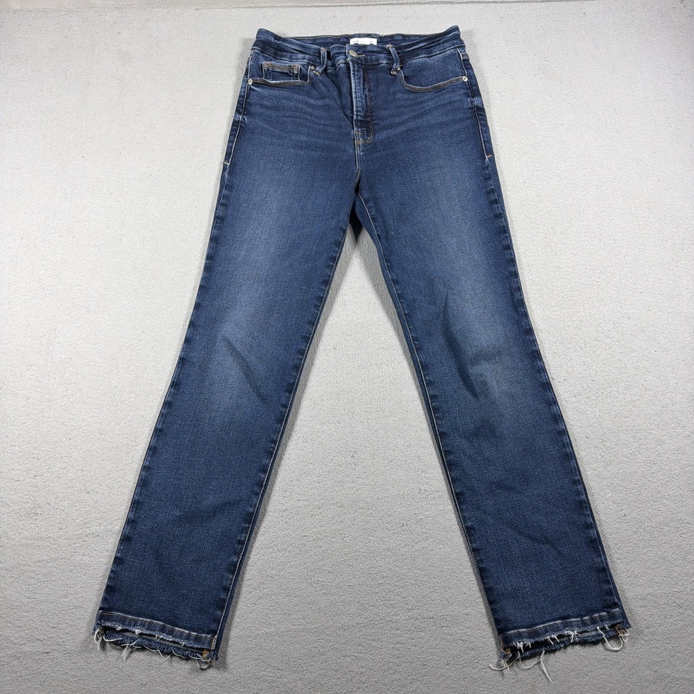 Good American Jeans Womens 8/29 Good Classic High Rise Straight Step Hem Denim